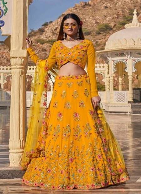 Yellow Colour Anandam New Party Wear Designer Georgette Latest Lehenga Choli Collection 2413